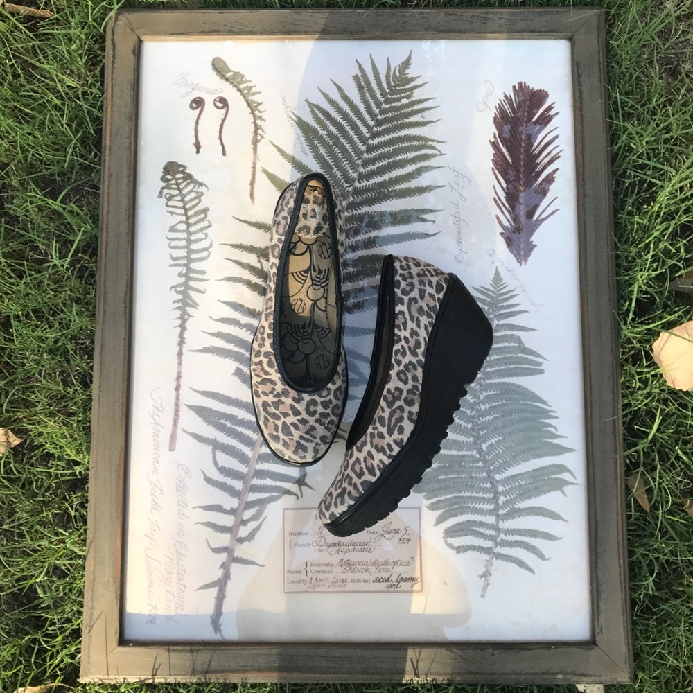 London Fly Leopard Print  Suede Wedges